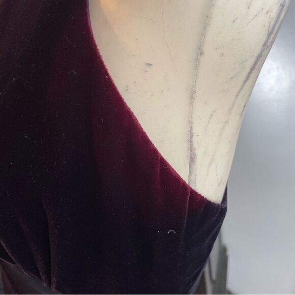 90s Vintage De Laru Linda Bernell Velvet Gown‎ Front Slit Bow Rhinestone 5/6 - Picture 4 of 16